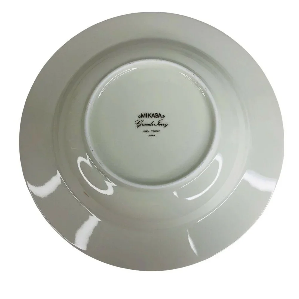 5‎ Mikasa Grande Ivory Tropez Rim Soup Bowls L5504 Japan 8 1/2” VTG Gray Floral